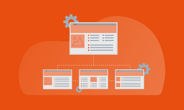 Graphic illustrating a main website connected to multiple subpages