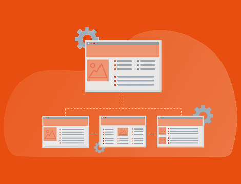 Graphic illustrating a main website connected to multiple subpages