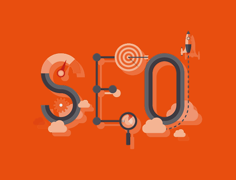 Graphic displaying the letters “SEO”